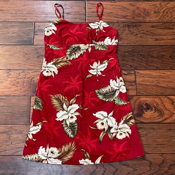 VTG Ky’s Hawaii Red Floral Tank Dress Beach Vacation Luau Girls Sz 12 Made USA - Picture 1 of 3